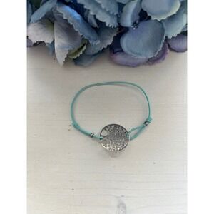 Tree of‎ Life Bracelet Silver Tone Charm on Adjustable Cord Bracelet